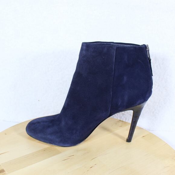 Sam Edelman Ankle Boot Womens Size 9 Blue Y2K Chic Zip Croc Stiletto Heel Fall - Picture 6 of 13